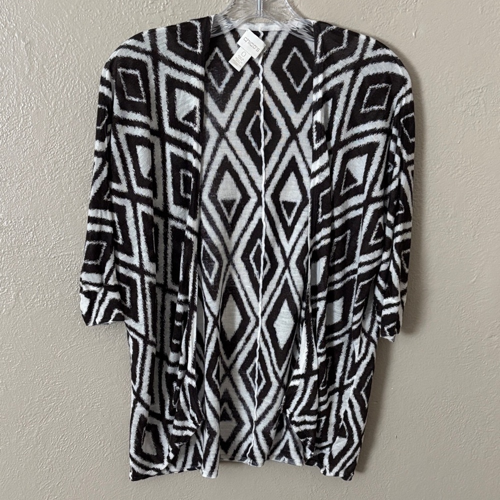 Woman’s Chicos Dolman Lightweight Semi Sheer Open Cardigan, Brown Size 0 Small